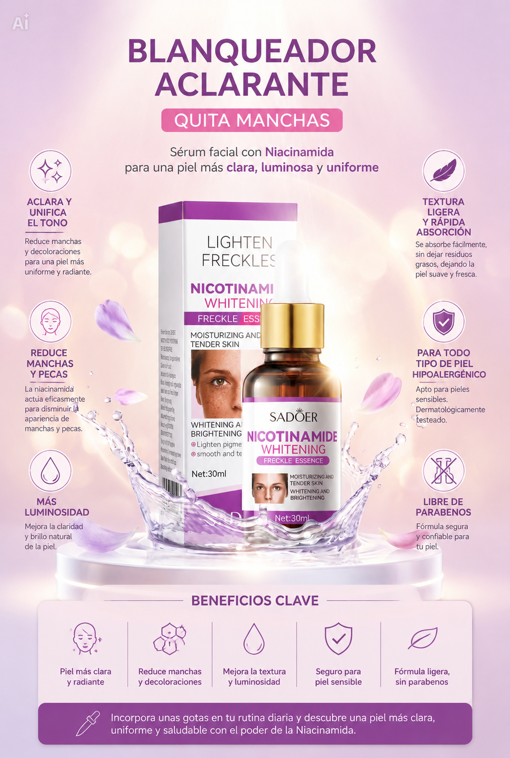 Serum Blanqueador Aclarante quita mancha